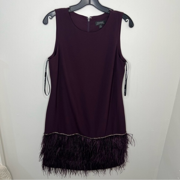 Tahari Dresses & Skirts - Tahari Purple Dress Feathers and Rhinestones Size 6